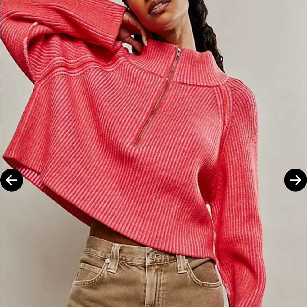 Free People Greta Half Zip Pullover - Blossom Glow Combo